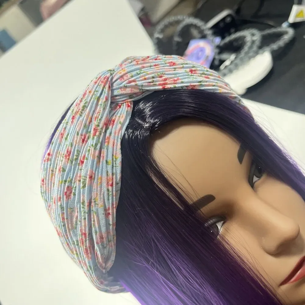 Blue Pink Floral Twist Headband Stretchy From Claire’s Brand New